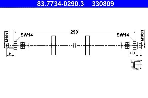 Flexible de frein (Durite de frein) ATE ref. 83.7734-0290.3