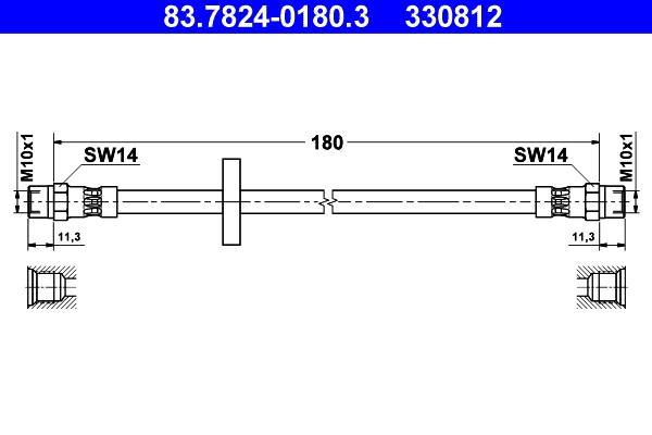 Flexible de frein (Durite de frein) ATE 83.7824-0180.3