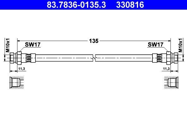 Flexible de frein (Durite de frein) ATE ref. 83.7836-0135.3