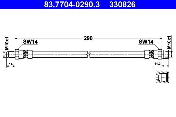 Flexible de frein (Durite de frein) ATE ref. 83.7704-0290.3