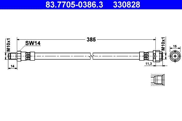 Flexible de frein (Durite de frein) ATE ref. 83.7705-0386.3