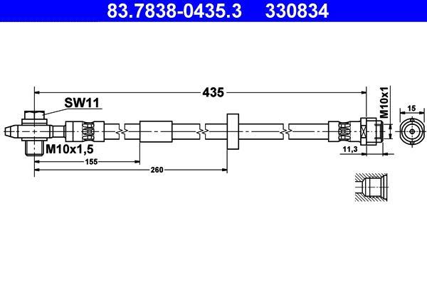 Flexible de frein (Durite de frein) ATE 83.7838-0435.3