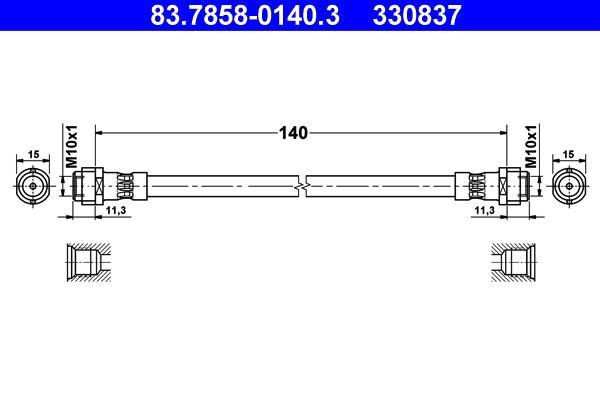 Flexible de frein (Durite de frein) ATE ref. 83.7858-0140.3
