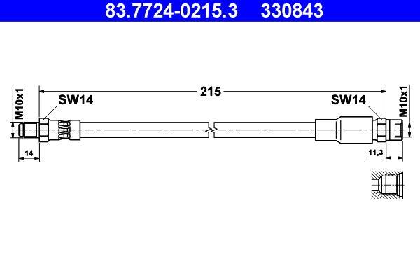 Flexible de frein (Durite de frein) ATE 83.7724-0215.3
