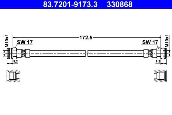 Flexible de frein (Durite de frein) ATE ref. 83.7201-9173.3