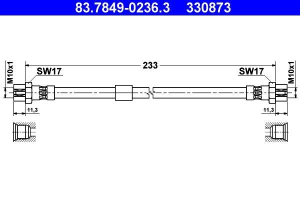 Flexible de frein (Durite de frein) ATE ref. 83.7849-0236.3