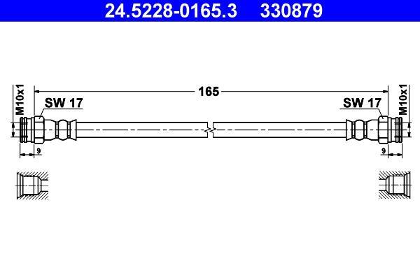 Flexible de frein (Durite de frein) ATE ref. 24.5228-0165.3