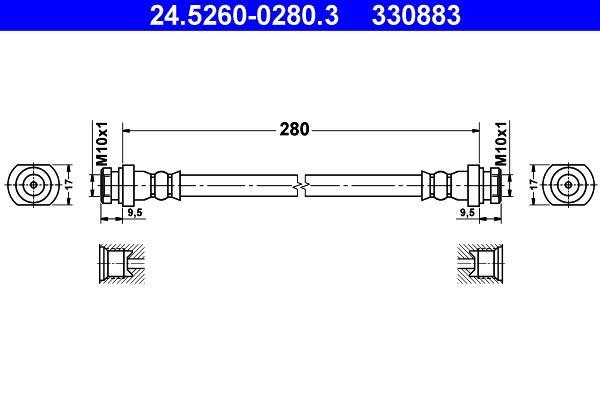 Flexible de frein (Durite de frein) ATE ref. 24.5260-0280.3