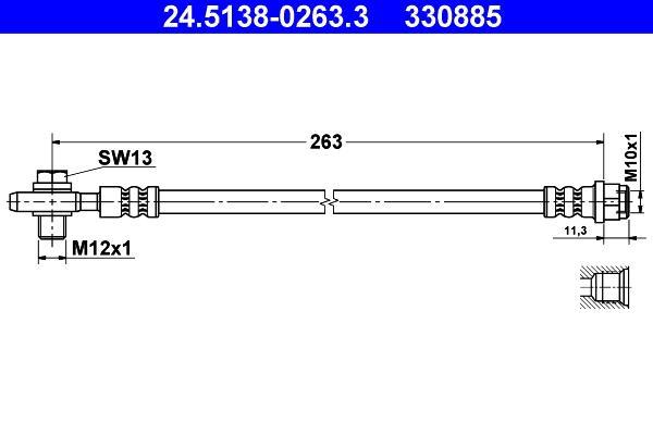 Flexible de frein (Durite de frein) ATE ref. 24.5138-0263.3