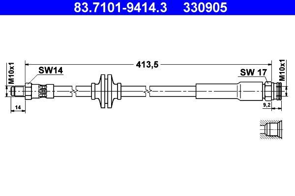 Flexible de frein (Durite de frein) ATE 83.7101-9414.3