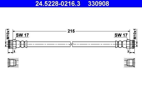 Flexible de frein (Durite de frein) ATE ref. 24.5228-0216.3