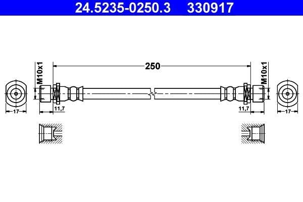 Flexible de frein (Durite de frein) ATE 24.5235-0250.3