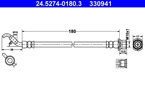 Flexible de frein (Durite de frein) ATE 24.5274-0180.3