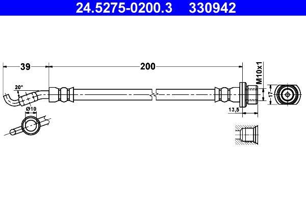 Flexible de frein (Durite de frein) ATE ref. 24.5275-0200.3