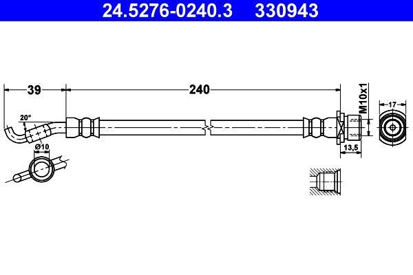 Flexible de frein (Durite de frein) ATE ref. 24.5276-0240.3