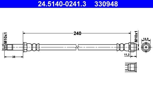 Flexible de frein (Durite de frein) ATE ref. 24.5140-0241.3