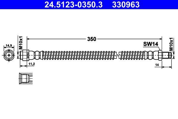 Flexible de frein (Durite de frein) ATE ref. 24.5123-0350.3