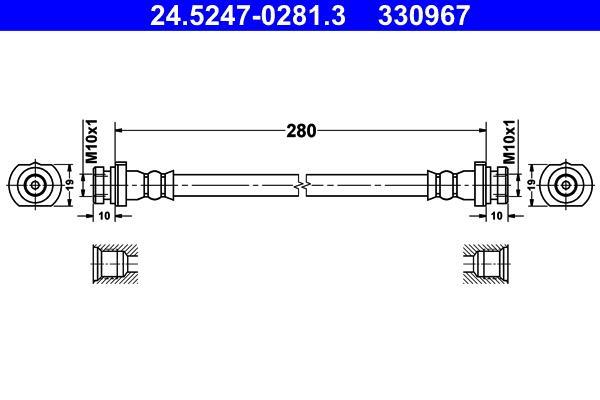 Flexible de frein (Durite de frein) ATE ref. 24.5247-0281.3