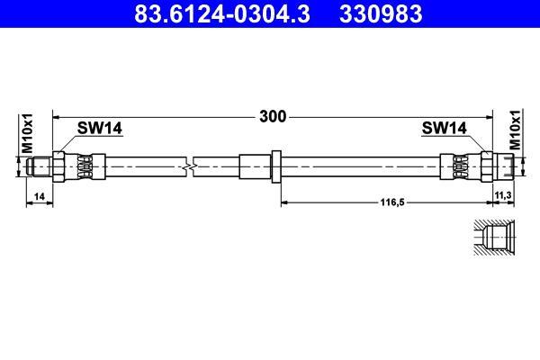 Flexible de frein (Durite de frein) ATE ref. 83.6124-0304.3
