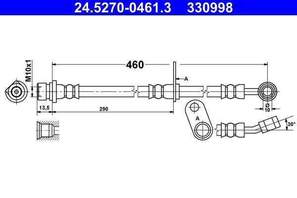 Flexible de frein (Durite de frein) ATE 24.5270-0461.3