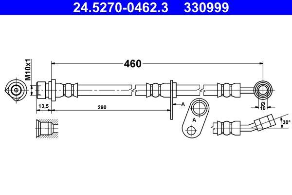 Flexible de frein (Durite de frein) ATE 24.5270-0462.3