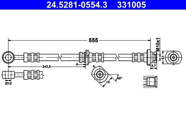 Flexible de frein (Durite de frein) ATE 24.5281-0554.3