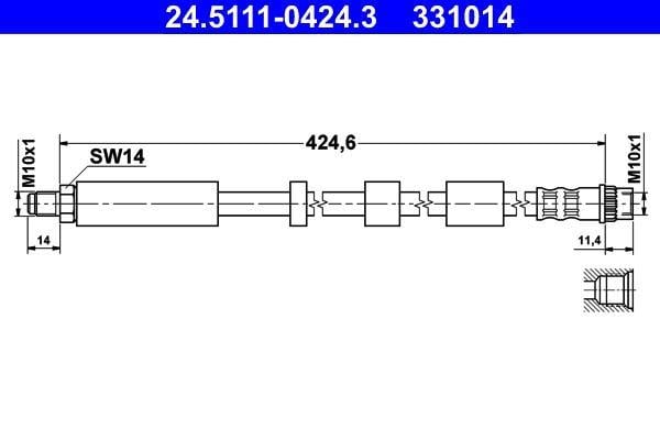 Flexible de frein (Durite de frein) ATE ref. 24.5111-0424.3