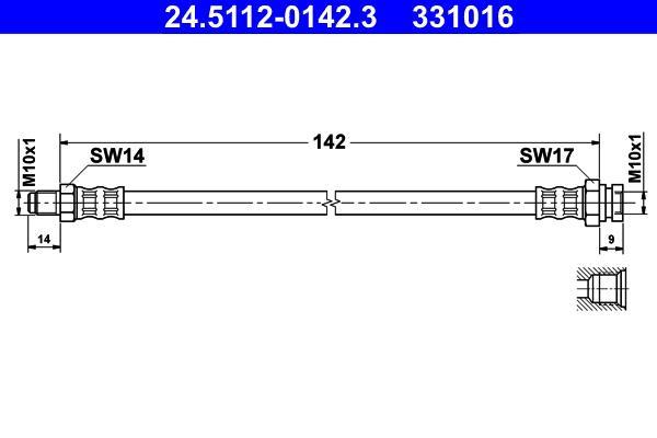 Flexible de frein (Durite de frein) ATE ref. 24.5112-0142.3