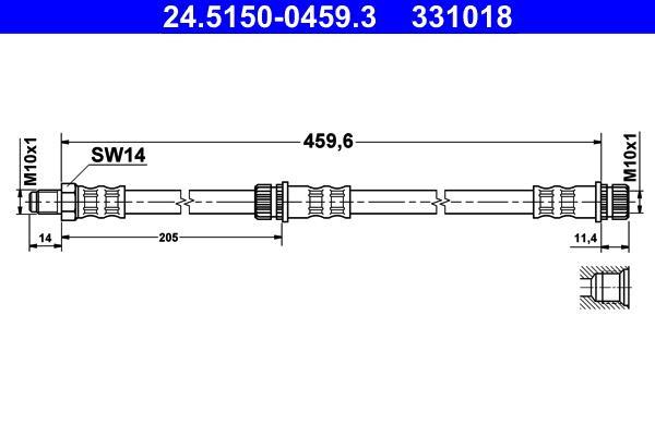 Flexible de frein (Durite de frein) ATE ref. 24.5150-0459.3