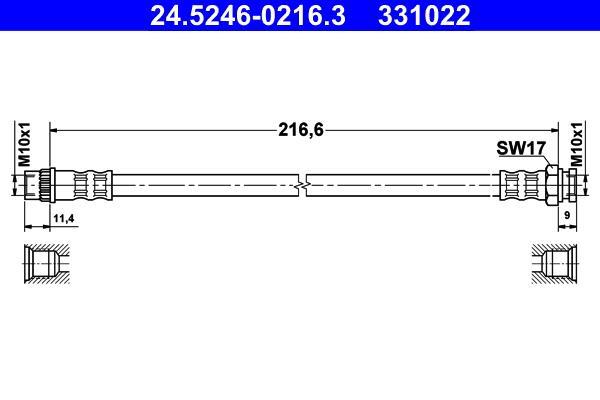 Flexible de frein (Durite de frein) ATE ref. 24.5246-0216.3