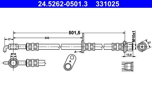 Flexible de frein (Durite de frein) ATE ref. 24.5262-0501.3