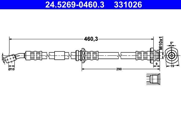 Flexible de frein (Durite de frein) ATE ref. 24.5269-0460.3