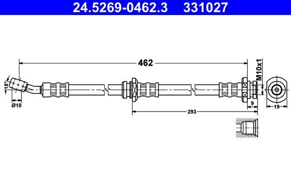 Flexible de frein (Durite de frein) ATE ref. 24.5269-0462.3