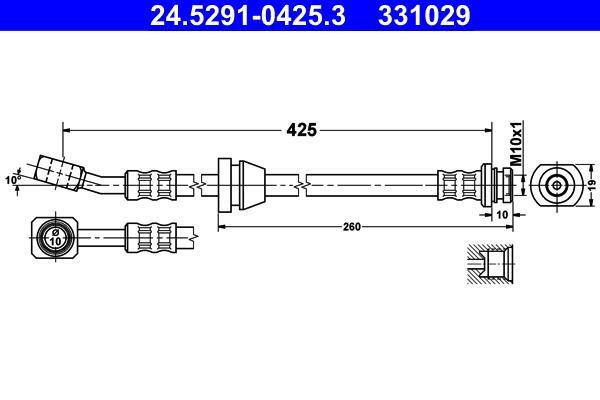 Flexible de frein (Durite de frein) ATE ref. 24.5291-0425.3