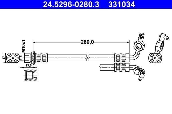 Flexible de frein (Durite de frein) ATE ref. 24.5296-0280.3