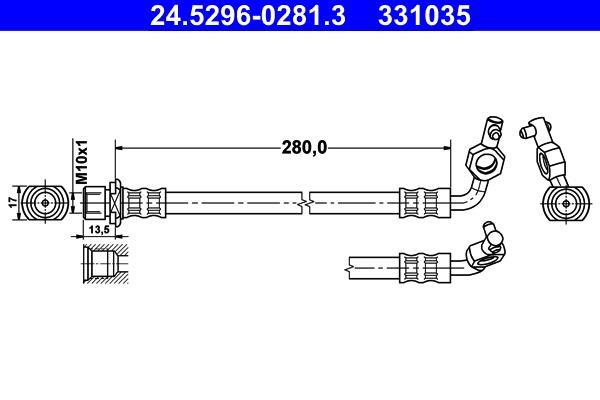 Flexible de frein (Durite de frein) ATE ref. 24.5296-0281.3