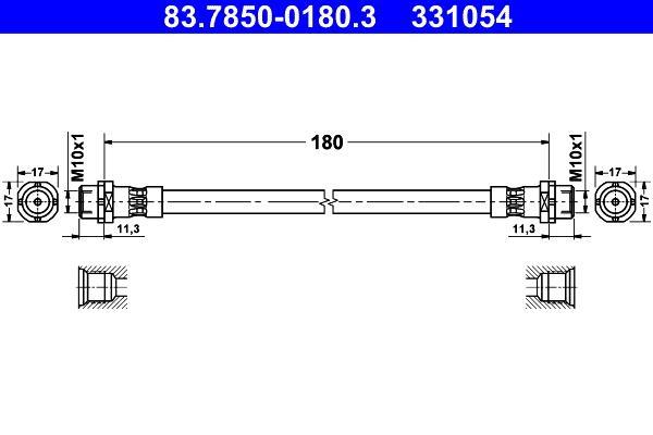 Flexible de frein (Durite de frein) ATE ref. 83.7850-0180.3