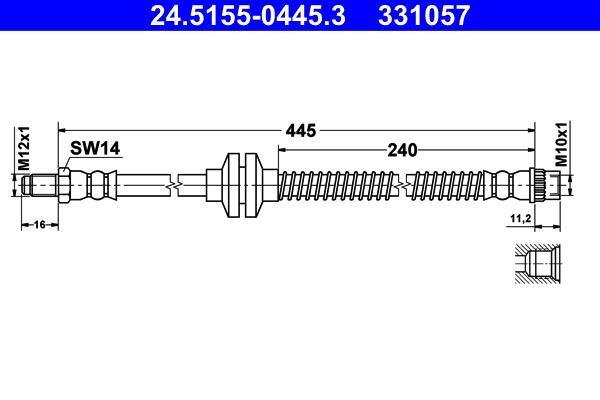 Flexible de frein (Durite de frein) ATE ref. 24.5155-0445.3