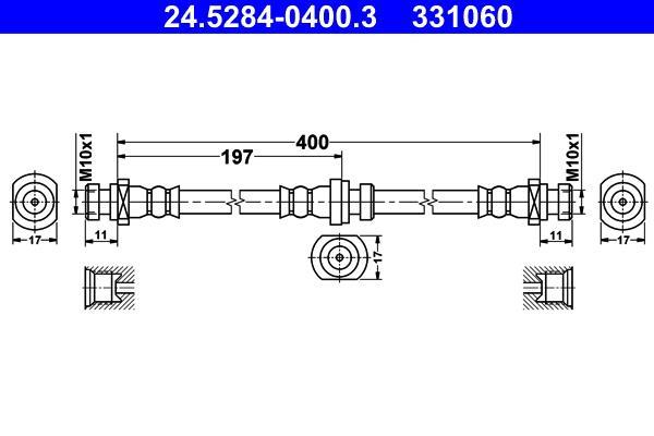 Flexible de frein (Durite de frein) ATE ref. 24.5284-0400.3