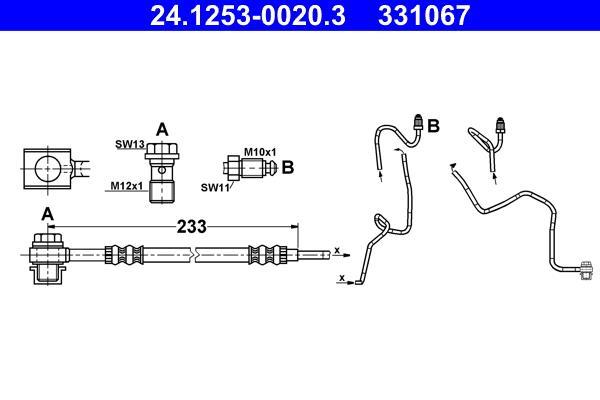 Flexible de frein (Durite de frein) ATE ref. 24.1253-0020.3