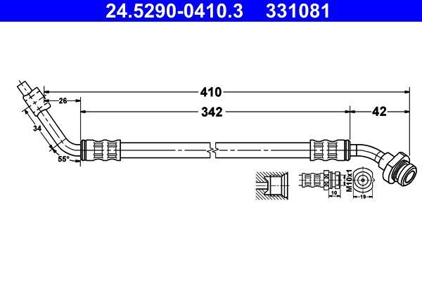 Flexible de frein (Durite de frein) ATE ref. 24.5290-0410.3