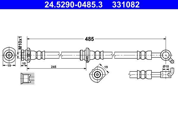 Flexible de frein (Durite de frein) ATE 24.5290-0485.3