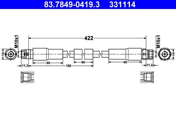 Flexible de frein (Durite de frein) ATE ref. 83.7849-0419.3