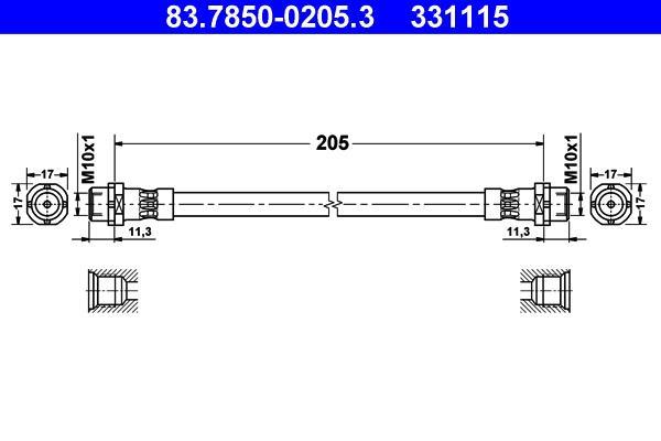 Flexible de frein (Durite de frein) ATE ref. 83.7850-0205.3