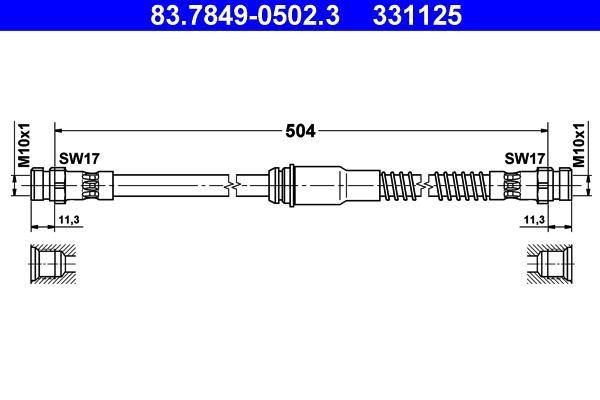 Flexible de frein (Durite de frein) ATE ref. 83.7849-0502.3