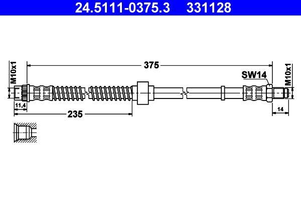 Flexible de frein (Durite de frein) ATE ref. 24.5111-0375.3
