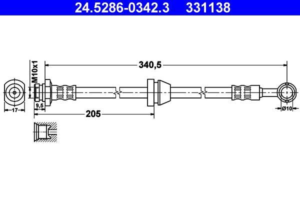Flexible de frein (Durite de frein) ATE ref. 24.5286-0342.3