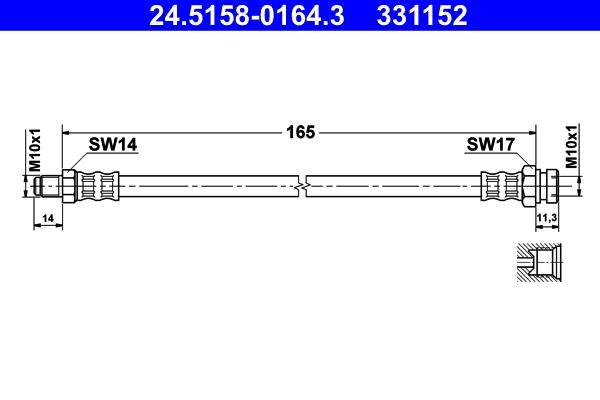 Flexible de frein (Durite de frein) ATE 24.5158-0164.3