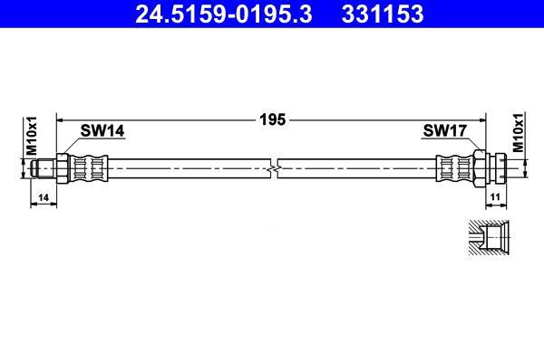 Flexible de frein (Durite de frein) ATE ref. 24.5159-0195.3