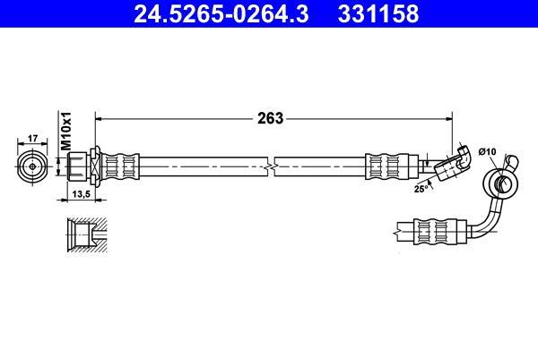 Flexible de frein (Durite de frein) ATE ref. 24.5265-0264.3